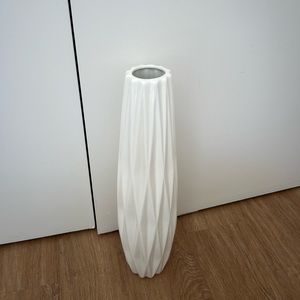 White Ceramic Vase, 17.7" Tall Floor Vase Large Flower Vase